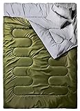 Ohuhu Doppelschlafsack, Schlafsack 220 x 150cm Erwachsene Deckenschlafsack mit 2 Gratis Kissen und eine Tragetasche, Vier Doppel Zippern, Angenehme Temperatur für Outdoor, Camping, Grün