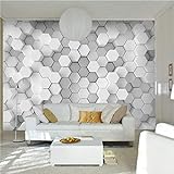 Fototapete 3D Effekt Geometrisches Sechseck Cremefarben Tapeten Vliestapete Wohnzimmer Wandbilder Wanddeko