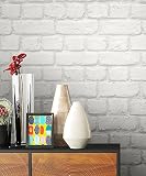 NEWROOM Steintapete Tapete Weiß Mauer Stein Modern Papiertapete Grau Papier moderne Design 3D Optik Steintapete Ziegelstein Backstein Mauerwerk Klinker Loft inkl. Tapezier Ratgeb