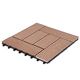 Deuba® WPC Fliesen 30x30 cm Stecksystem Zuschneidbar Drainagesystem Terrasse Balkon Garten Klickfliesen Mosaik Terrak