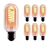 CROWN LED 6 x Edison Glühbirne E27 Fassung, Dimmbar, 4W, Warmweiß, 230V, EL06, Antike Filament Beleuchtung im Retro Vintage Look