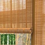 QWEA Umweltfreundliches Bambus-Rollo, handgewebtes Bambus-Raffrollo, 60 % Verdunkelungsrollo, für Teestube, Arbeitszimmer, karbonisierte Jalousien (W100xH300cm/W39 xH118)