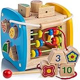 all Kids United® Steckwürfel aus Holz-Würfel Lernspielzeug Steckbox Spielbox für Baby & Kleinkind; Holz-Spielzeug Puzzle Sortierwürfel trainiert Motorik Förderung von Formerkennung & Konzentration