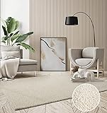 the carpet Velvet eleganter Designer Teppich Wohnzimmer, weicher & pflegeleichter Hochflor Wohnzimmerteppich in Creme, 160 x 230 cm