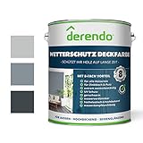 Derendo Holzfarbe grau, 750ml seidenglänzend, Wetterschutzfarbe für Außen, Holzschutzfarbe mit hoher Deckkraft, wasserverdünnbar (750ml, anthrazitgrau RAL 7001)