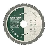 TWIN-TOWN HM Multifunktions-Kreissägeblatt 190 x 30 mm Z20 ist ideal zum Sägen von Holz, Stahl, Aluminium, Acryl, Kunststoff, Laminat und MDF mit einer Kreissäge oder einer Akku-Kreissäge