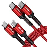 JSAUX USB C auf USB C Kabel [2Pack 2M] 60W 3A USB Typ C PD Ladekabel für Samsung Galaxy S21 5G/S21/S21 Ultra 5G/S20/S20 Ultra/Note20/S10, Google Pixel 2/3/4 XL, Huawei P30/P20 - Rot