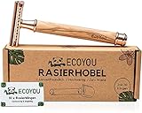 EcoYou Rasierhobel Damen (Rosé-Gold) - nachhaltiger Rasierer aus Olivenholz (Zero Waste) für Frauen inkl. 10 Ersatz-Klingen - Damenrasierer für Nass-Rasur von Intimbereich & Co.