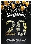 Elegante Glückwunschkarte Geburtstag 20 Jahre Geburtstagskarte Nummer 20 Glückwünsche Schwarz Gold 20. Geburtstag
