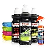 Sonax Auto Politur Set: ExCut 05-05 + Ex 04-06 + OS 02-06 (je 250ml) inkl. Ceramic Spray Versiegelung - Zur starken Defektkorrektur und maximalen Hochglanz - Auto polieren | 8-teilig