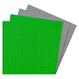 4 Stück Bauplatte, 25.5 x 25.5 cm Platten Set Grundplatte, Kompatibel Mit Meisten Marken (Grün + Grau)