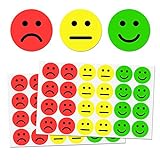 25mm Glücklich/Traurig Smile Aufkleber Sticker - Rot, Gelb, Grün, 1200 Stück
