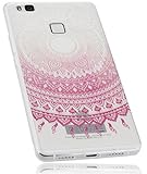 mumbi Hülle kompatibel mit Huawei P9 Lite Handy Case Handyhülle mit Motiv Mandala rosa, transparent