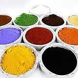 @tec 10-teiliges Pigmentpulver Set Eisenoxid Farben für Beton, Gips, Epoxidharz, Klinker & Putz – 100g je Farbe in Farbige Akzente für Innen & Auß