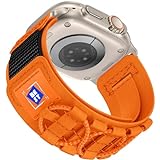Anlinser Kompatibel mit Apple Watch Armband/Apple Watch Ultra 2/Ultra Armband 49mm 45mm 44mm 42mm, Rugged Nylon Sport Band Kompatibel für iWatch SE Series 9 8 7 6 5 4 3 2 1, Orange