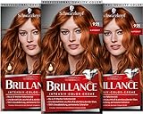 Brillance Intensiv-Color-Creme 921 Kupferrot Stufe 3 (3 x 160 ml), dauerhafte Haarfarbe mit Diamant-Glanz-Effekt & Pflege-Conditioner, 10 Wochen Farbintensität