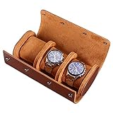 Hemobllo 3 Slots Uhrenbox Retro Pu Leder Uhrenrolle Reisetasche Elastische Uhr Veranstalter Halter Schmuck Aufbewahrungsbox für Uhr Zubehör (Braun)