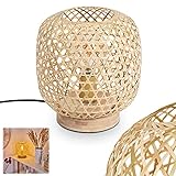 Tischleuchte Batumi, Tischlampe aus Bambus in Natur, Stehlampe im skandinavischen Design m. Lichteffekt u. An-/Ausschalter am Kabel, Höhe 26 cm, Ø 24 cm, 1-flammig, 1 x E27 max. 60 Watt