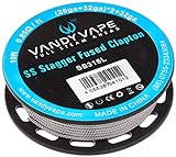 VandyVape SS316L Staggered Fused Clapton Draht zum Selbstwickeln von Coils, circa 3 m Rolle, (0,46 + 0,23 mm) x 2 + 0,23 mm ((26 + 32 awg) x 2 + 32 awg)