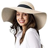 FURTALK Moderner Sommerhut für Frauen Sonnenblender Hut mit Breiter Krempe UPF50+ Sommerreise Strandkappe