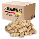 Direkt vom Deutschen Hersteller - FEUER PRIMUS (10 kg) Anzündwolle Brennholz-, Kaminscheite-, Feuerholz-Anzünder aus zertifiziertem Holz, Holzwolle, Grillanzünder, Kaminanzünder (10kg)