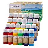 Artecho Acrylfarben Set 24x59 ml, Acrylic Paint Set, Wasserfest und Lichtecht, Schnell Trocknend, ideal für Leinwand, Papier und S