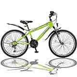 Talson 24 Zoll Mountainbike Fahrrad mit Gabelfederung & Beleuchtung 21-Gang Shimano FSTR Grün