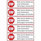 Keine Werbung! 5 weiße Briefkastenaufkleber 70x20 mm - Bitte keine Werbung und kostenlose Zeitungen einw