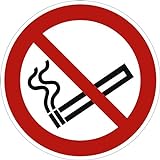 Aufkleber Rauchen verboten gemäß ASR A1.3 / DIN 7010 Folie selbstklebend 10 cm Ø (Rauchverbot, Verbotszeichen) wetterfest