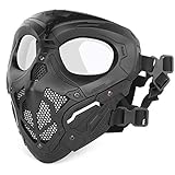 Huntvp Taktische Maske Schädelmaske Militär Schutzmaske Herren Gesichtsmaske Tactical Mask für CS Cosplay Halloween Outdoor, Typ-2 Schwarz
