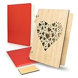 pamindo® Grußkarte aus Holz mit Umschlag (A6) edel & hochwertig - Holzkarte aus Bambus als Valentinstag Karte, Glückwunschkarte, zum Jahrestag & Muttertag, besondere Hochzeitskarte - Herz