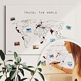 Die SCRATCH MAP Alternative! Nachhaltig, ultralanglebig, made in Germany - 'TRAVEL THE WORLD' #2 - Weltkarte Reiserinnerung, Weltkarte zum rubbeln ist out - Leinwandposter (gerollt) 60x40cm