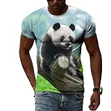 CUSMA Blaues Animal Giant Panda T-Shirt für Frauen und M