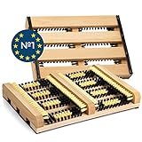 TIMELEOS Schuhabstreifer Aussen, rutschfest ideal für Aussenbereich und Innenbereich mit kräftigen Borsten, Bürsten, Fussabtreter, Schuhabtreter, Schmutzfangmatte, Seitenleisten (helles Holz, 1)