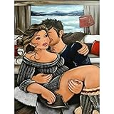 F4B Dicke Damen mit Partner 40x50 cm | Quadratische Strasssteine | Mollige Damen | WC | Diamond Painting Paket Erwachsene | Vollständig deck