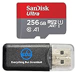 SanDisk 256GB Ultra Micro SDXC Memory Card Works with Samsung Galaxy J3 (2018), J4, J6, J8, Amp Prime 3 Phone UHS-I Class 10 (SDSQUAR-256G-GN6MA) Bundle with Everything But Stromboli Card Reader