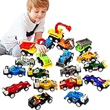 20 Stück Pull-Back-Autos, Verschiedene Mini-Truck-Spielzeuge und Rennspielzeug-Sets, Bauwagen-Spielzeug, Kinderpartygeschenke und Geburtstagsspielzubehör