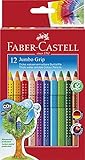 Faber-Castell 110912 - Farbstifte Jumbo GRIP, 12er Kartonetui, inklusive Spitzer