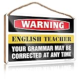 Willkommensschild für die Wand Warnung Englisch Grammatik Lehrer Türschild kleines Willkommensschild für Kranz (Größe: 15 x 28 cm)