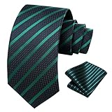 HISDERN Hochzeit Krawatte Set Taschentuch Grün Blau Klassische Elegant Gestreift Formell Krawatten & Einstecktuch Set Für Party Arbeit