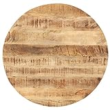 vidaXL Mangoholz Massiv Tischplatte Massivholzplatte Holzplatte Ersatztischplatte Holz Platte für Esstisch Esszimmertisch Rund 25-27mm 80cm