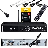 Protek X2 4K UHD Twin Receiver - E2 Linux 2X DVB-S2 - WiFi, Infrarot Empfänger, USB 2.0 & 3.0, HDTV, 2160p, H.265, HDR XAIOX HDMI Kabel + SAT-Kabel + 16GB USB Stick [Astra & Hotbird vorprogrammiert]