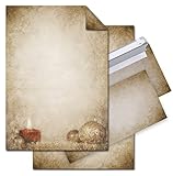 Logbuch-Verlag 25 Blatt weihnachtliches Briefpapier + 25 Umschläge vintage nostalgie - Weihnachtsbriefpapier natur auf alt gemacht DIN A4