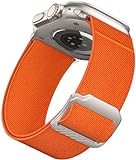 Epova Armband kompatibel mit Apple Watch Ultra/Ultra 2 Armband 49mm 45mm 44mm 42mm, 28mm Breites Verstellbares Nylon Sport Ersatzarmband für iWatch SE Series 9 8 7 6 5 4 3 2 1, Orange