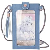 Depesche 11599 Miss Melody - Handy-Tasche im zartblauen Nature-Design, Schutzhülle fürs Smartphone zum Umhängen, mit Sichtfenster, ca. 17 x 10 x 1 cm groß