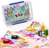 THE TWIDDLERS 204pcs Batik Tie Dye Kit, 32 Textilfarben mit Quetschflaschen & Zubehör - Bastelset Geschenk für Teenager Mädchen & Jungen