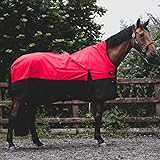 Equitack 1200D Winterdecke Pferd Weidedecke Regendecke Outdoor Decke mit Fleece Lining Rot/Schwarz 145cm