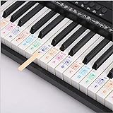 Klaviertastatur-Aufkleber für 25/49/61/54/88-Tasten-Keyboards, transparente, abnehmbare Musik-Klaviertasten-Aufkleber für weiße und schwarze Tasten, Keyboard-Zubehör für Kinder, Anfänger, Klavierübung