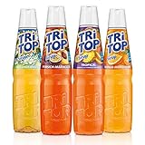 TRi TOP Getränkesirup 4er Set | Orange-Mandarine, Pfirsich-Maracuja, Tropic, Holunder | 3x600ml [5Liter Erfrischungsgetränk pro Flasche]