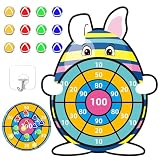 TECHEEL Dartscheibe Kinder Klett,Ostern Häschen-Dartscheibe mit 12 klettballspiel wurfspiel Kinder Bälle, Indoor Outdoor Spiele für Kinder Geschenke Basteln O